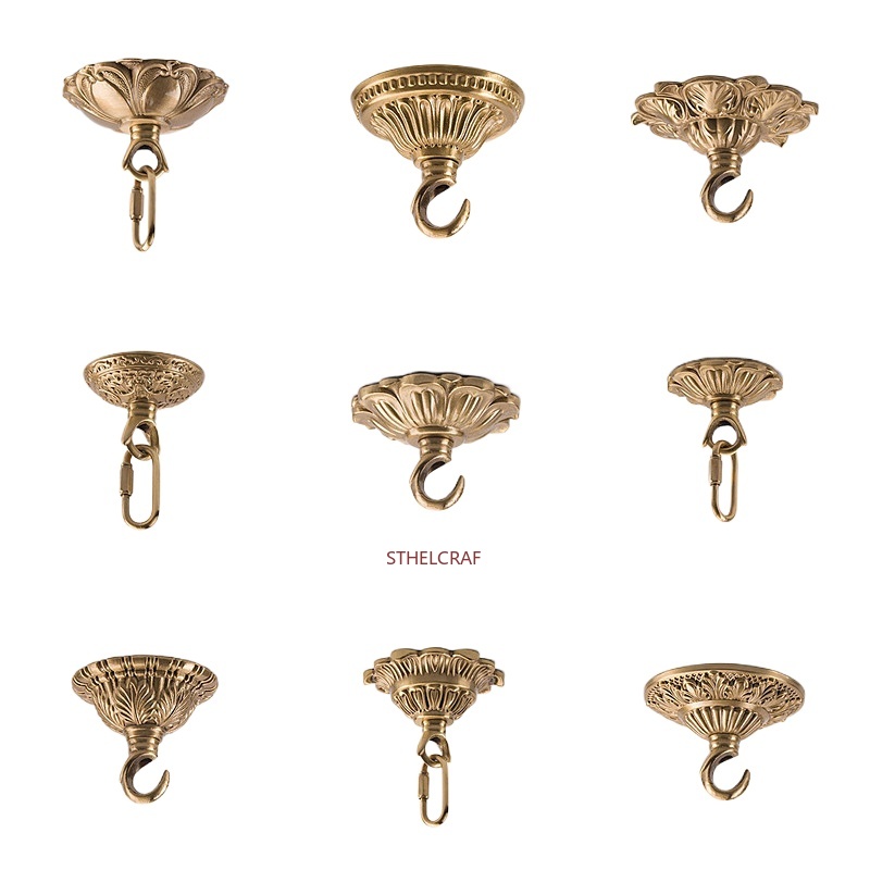 Furniture Hardware High End - 1PC ハイエンド真鍮フックホームセンターファンランプ吊り下げフックバルコニー植木鉢装飾フック家具ハードウェアツール