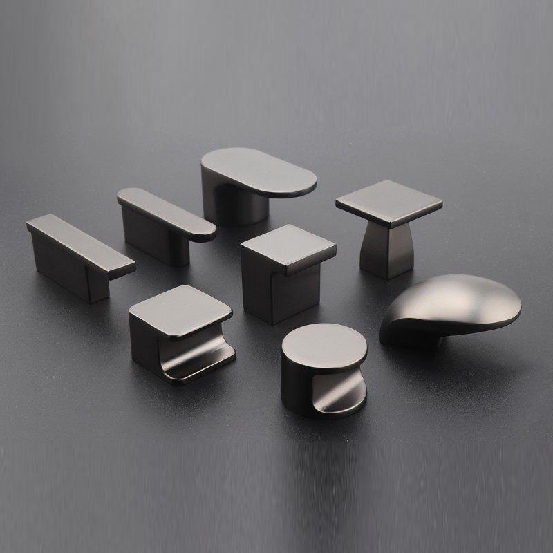 Furniture Hardware High End - 1 個ブラックニッケルマットグレーワードローブキャビネットドアハンドルハイエンドキャビネット引き出しハンドル単穴小型ハンドルハードウェア