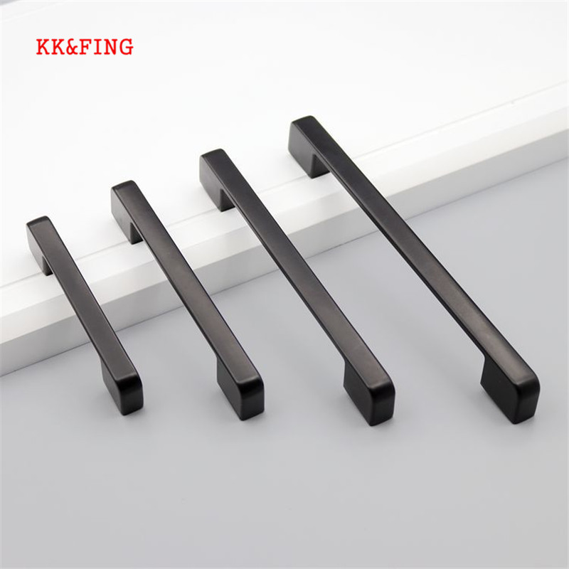 Furniture Rotating Hardware - KK&FING アメリカンスタイルブラックアルミニウムキャビネットハンドルとノブシンプルなキッチン引き出し取手家具ハンドルドアハードウェア