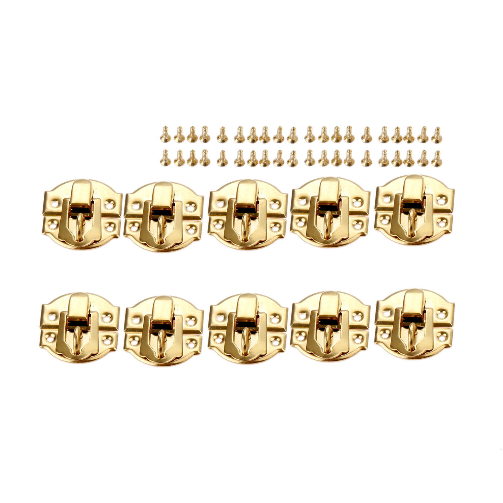 Furniture Hardware Screws - 10 個ゴールデンボックスラッチクラスプネジ付き合金ジュエリーケースロックパッド 27 ミリメートルバックルヴィンテージ装飾家具ハードウェアアクセサリー