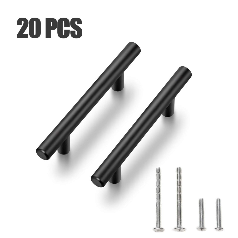 Furniture Rotating Hardware - 20 個キャビネット取手マットブラックステンレス鋼ドレッサーキッチン引き出し取手 50/150/200/250 ミリメートル長さ穴距離 96/128/160 ミリメートル