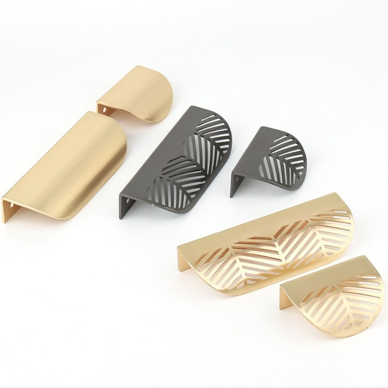 葉の形のハンドルゴールドつや消し中空取手家具キャビネット葉ノ - Furniture Hardware Gold のレビューと価格