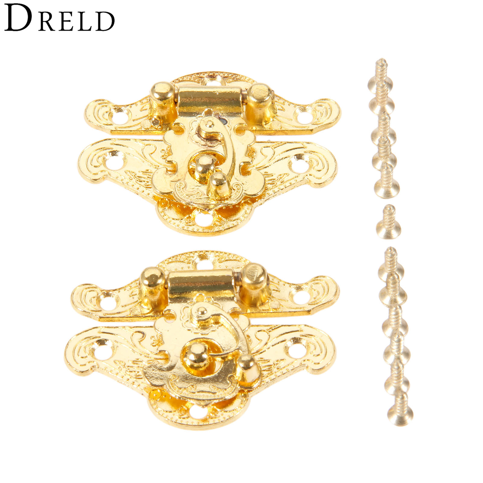 Dreld 2個アンティークゴールドボックスラッチハスプロッ - Furniture Hardware Gold のレビューと価格