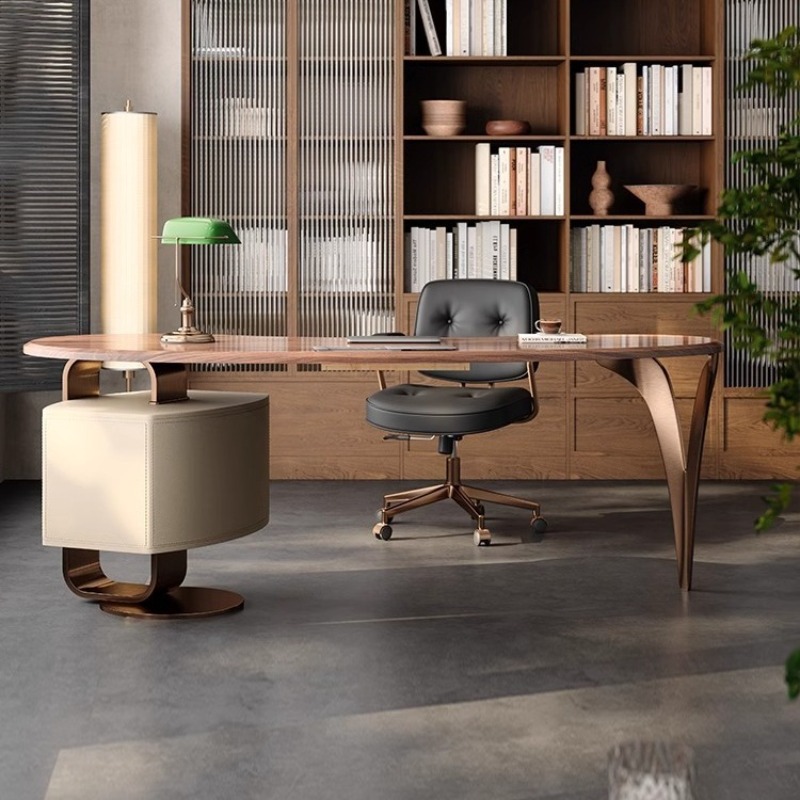 ウォールナット無垢材ライトラグジュアリーモダンデスク北欧デザ - Furniture Hardware High End のレビューと価格