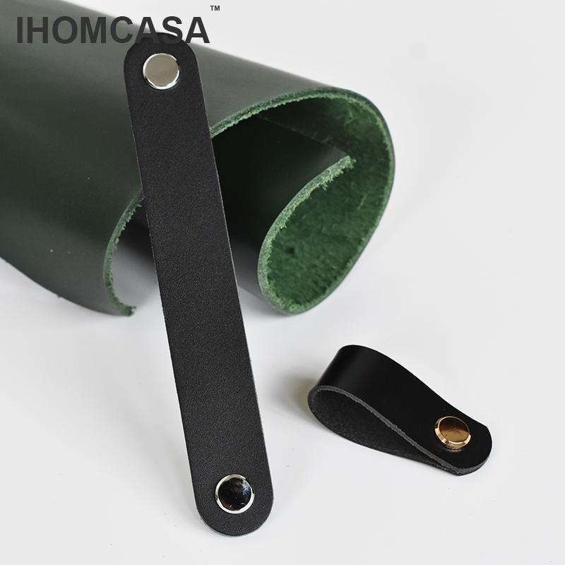 IHOMCASA 黒革ノブ食器棚靴キャビネット牛革取手ハンド - Furniture Rotating Hardware のレビューと価格
